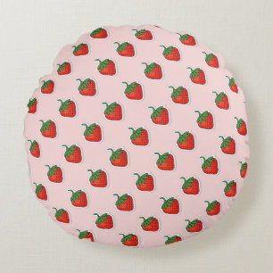 Rood aardbeipatroon rond kussen