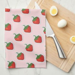 Rood aardbeipatroon theedoek