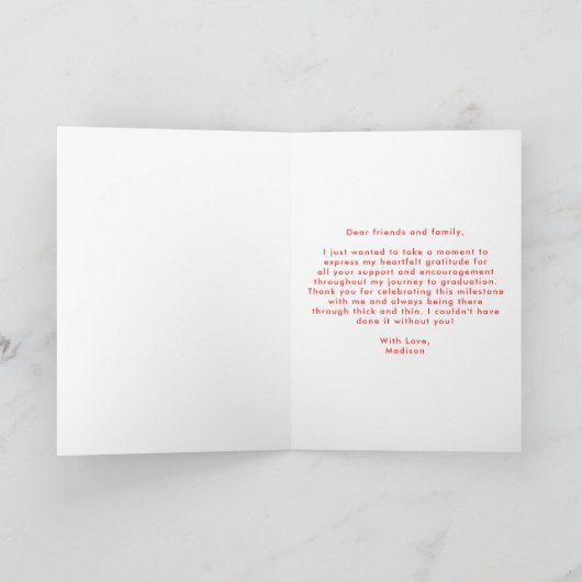 Rood | Abstract Afstuderen penseelstreken Bedankkaart (Binnen)