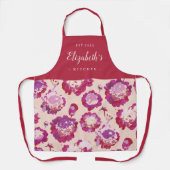 Rood abstract bloempatroon op maat gekookt schort (Voorkant)