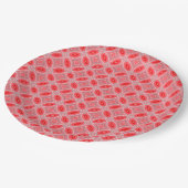 Rood Abstract bloemvormen patroon Papieren Bordje (Gekanteld)