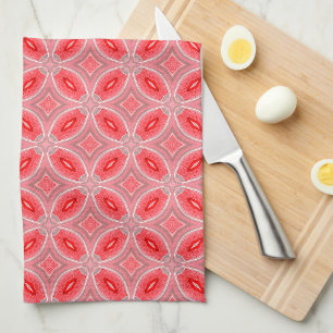 Rood Abstract bloemvormen patroon Theedoek