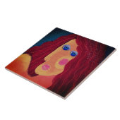 Rood Abstract digitaal portret van een vrouw Tegeltje (Zijkant)