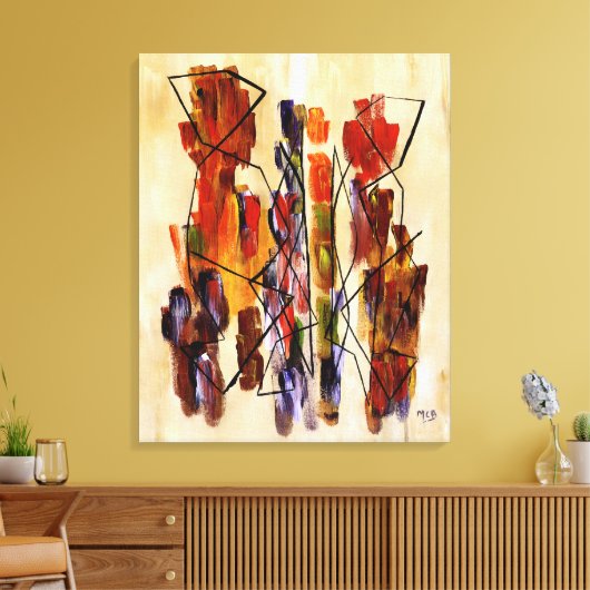 Rood Abstract eindig beige canvas afdrukken (Insitu (Woonkamer))