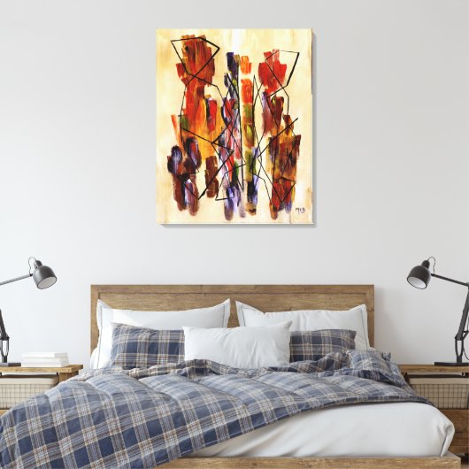 Rood Abstract eindig beige canvas afdrukken (Insitu (Slaapkamer))