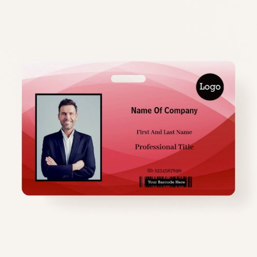 Rood Abstract foto-ID voor bedrijf Badge (Voorkant)