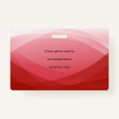 Rood Abstract foto-ID voor bedrijf Badge (Achterkant)