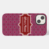 Rood Abstract Geometrisch Patroon Persoonlijk iPhone Hoesje (Achterkant horizontaal)