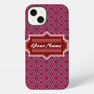 Rood Abstract Geometrisch Patroon Persoonlijk iPhone 13 Hoesje