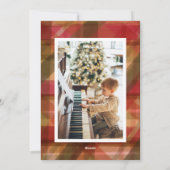 Rood Abstract geruite rustieke twee 2 foto kerst Feestdagenkaart (Achterkant)