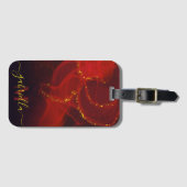 Rood Abstract Goud Glitter Bagagelabel (Voorkant (horizontaal))