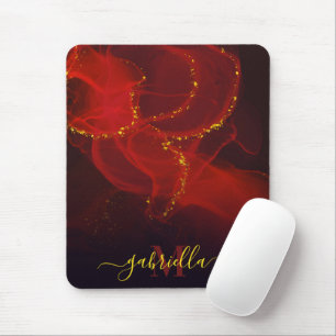Rood Abstract Goud Glitter Muismat