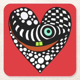 Rood, abstract hart op rood kartonnen onderzetters