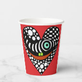 Rood, abstract hart op rood papieren bekers (Achterkant)