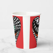 Rood, abstract hart op rood papieren bekers (Links)