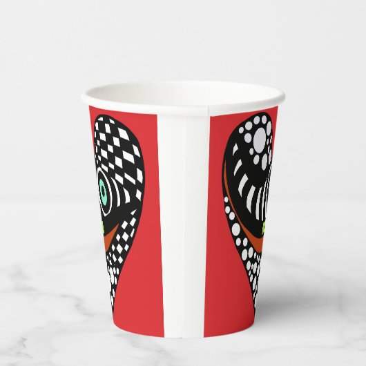 Rood, abstract hart op rood papieren bekers (Rechts)