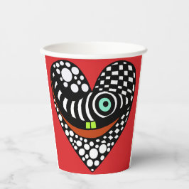 Rood, abstract hart op rood papieren bekers