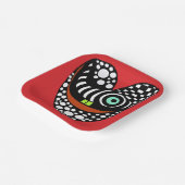 Rood, abstract hart op rood papieren bordje (Gebogen)