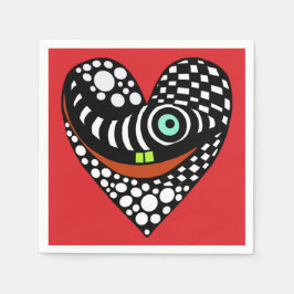 Rood, abstract hart op rood servet