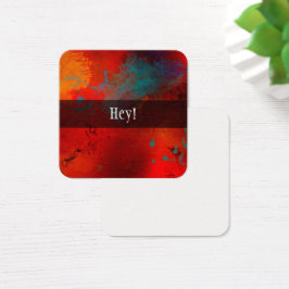 Rood Abstract "Hey" Gift Favoriet Tag Enclosure Vierkante Visitekaartjes