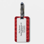 Rood abstract houten patroon bagagelabel (Achterkant verticaal)