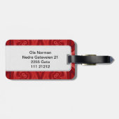 Rood abstract houten patroon bagagelabel (Achterkant horizontaal)