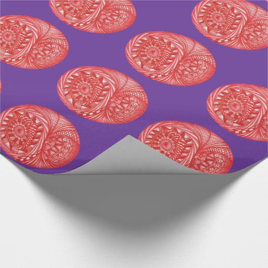 Rood Abstract kerstbal Paars omslagpapier Cadeaupapier (Hoek)