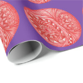 Rood Abstract kerstbal Paars omslagpapier Cadeaupapier (Rol Hoek)