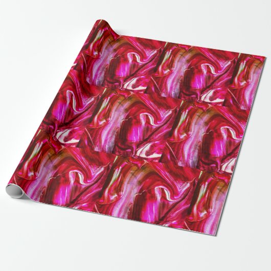 Rood Abstract kunst inpakpapier (Uitgerold)