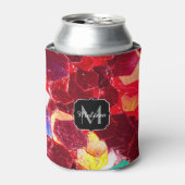 Rood abstract mozaïekglanzend glitterpatroon Monog Blikjeskoeler (Blikje Voorkant)