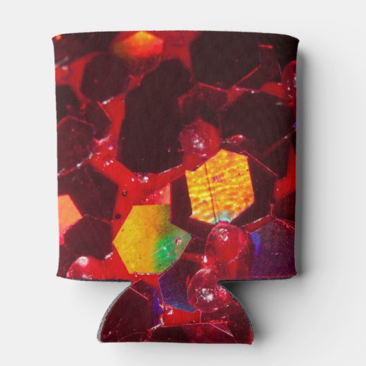 Rood abstract mozaïekglanzend glitterpatroon Monog Blikjeskoeler (Achterkant)