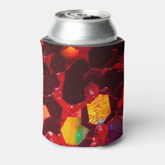 Rood abstract mozaïekglanzend glitterpatroon Monog Blikjeskoeler (Blikje Achterkant)