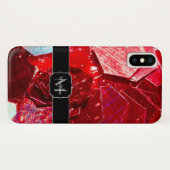 Rood abstract mozaïekglanzend glitterpatroon Monog Case-Mate iPhone Case (Achterkant (horizontaal))