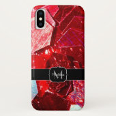 Rood abstract mozaïekglanzend glitterpatroon Monog Case-Mate iPhone Case (Achterkant)