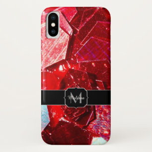 Rood abstract mozaïekglanzend glitterpatroon Monog Case-Mate iPhone Case