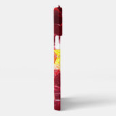 Rood abstract mozaïekglanzend glitterpatroon Monog iPhone Hoesje (Rechterkant)