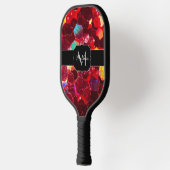 Rood abstract mozaïekglanzend glitterpatroon Monog Pickleball Paddle (Links)