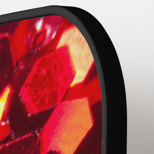 Rood abstract mozaïekglanzend glitterpatroon Monog Pickleball Paddle (Links Detail)