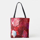 Rood abstract mozaïekglanzend glitterpatroon Monog Tote Bag (Achterkant)