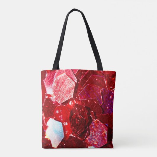Rood abstract mozaïekglanzend glitterpatroon Monog Tote Bag (Achterkant)