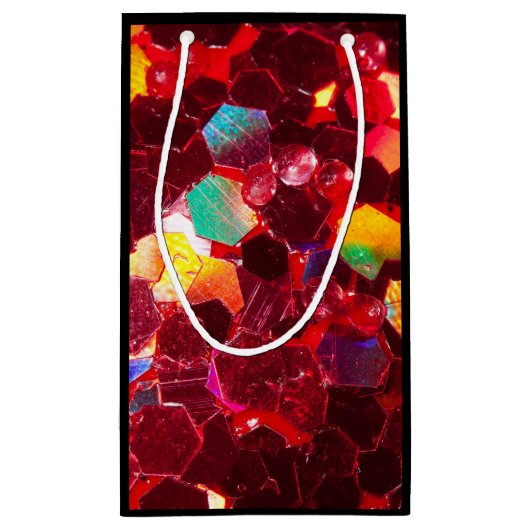 Rood abstract mozaïekglanzend glitterpatroon Sweet Klein Cadeauzakje (Achterkant)