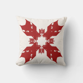 Rood Abstract op wit Snowflake-achtig design Kussen