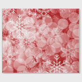 Rood Abstract patroon met witte sneeuwvlokken Cadeaupapier (Vlak)