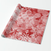 Rood Abstract patroon met witte sneeuwvlokken Cadeaupapier (Uitgerold)