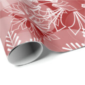 Rood Abstract patroon met witte sneeuwvlokken Cadeaupapier (Rol Hoek)