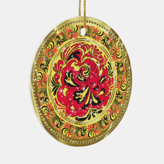Rood Abstract Phoenix Bird-Gold & Sparkles Keramisch Ornament (Rechts)