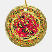 Rood Abstract Phoenix Bird-Gold & Sparkles Keramisch Ornament (Voorkant)