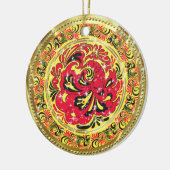Rood Abstract Phoenix Bird-Gold & Sparkles Keramisch Ornament (Links)