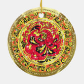 Rood Abstract Phoenix Bird-Gold & Sparkles Keramisch Ornament (Achterkant)