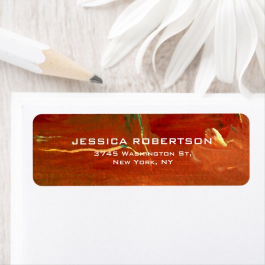 Rood Abstract Plain Elegant Modern Trendy Etiket (Insitu)